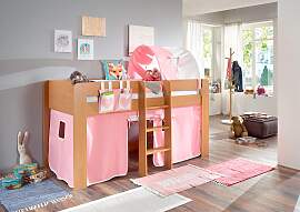Hochbett RELITA "Andi", rosa (buche