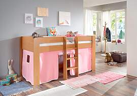 Hochbett RELITA "Andi", rosa (buche