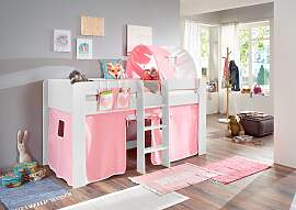 Hochbett RELITA "Andi", rosa (buche