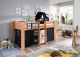 Hochbett RELITA "Andi", schwarz (buche