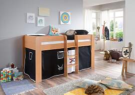 Hochbett RELITA "Andi", schwarz (buche