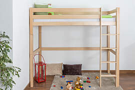 Hochbett Robert Buche massiv natur, inkl. Rollrost 