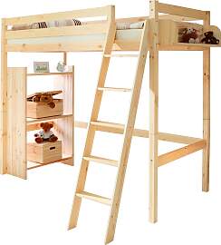 Hochbett TICAA, beige (kiefer massiv natur),