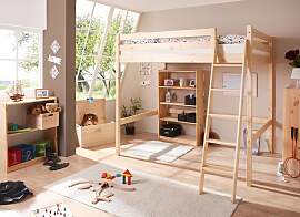 Hochbett TICAA, beige (kiefer massiv natur),