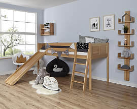 Hochbett TICAA "Ekki", beige (buche