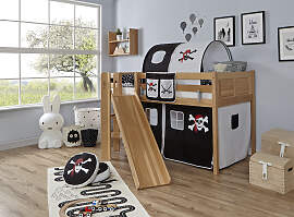 Hochbett TICAA "Ekki", schwarz-weiß