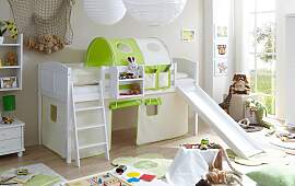 Hochbett TICAA "Ekki", weiß (kiefer