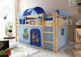 Hochbett TICAA "Malte", blau (kiefer