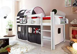 Hochbett TICAA "Malte", schwarz-weiß