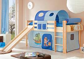 Hochbett TICAA "Manuel", blau (kiefer