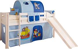 Hochbett TICAA "Manuel", blau (kiefer