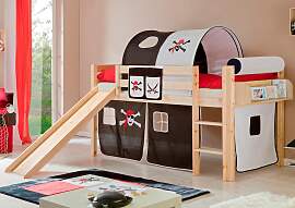 Hochbett TICAA "Manuel", schwarz-weiß