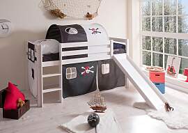 Hochbett TICAA "Manuel", schwarz-weiß