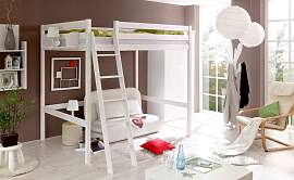 Hochbett TICAA, weiß (kiefer massiv weiß),