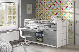 Hochbett VIPACK "0", grau (weiß,