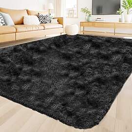 Hochflor Teppich Wohnzimmer 140x200cm, DunkelGrau