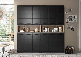 Hochschrank Ice Schwarz/Eiche dunkel
