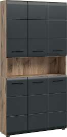 Hochschrank Ice Schwarz/Eiche dunkel
