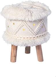 Hocker Bohist Creme Makramee