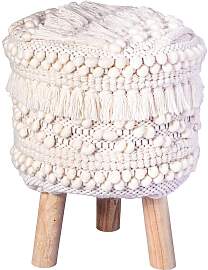 Hocker Bohist Weiß Makramee