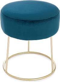 Hocker Clarissa Samt, modern gepolstert, Blau,