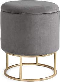 Hocker Polina in Samt-Optik, moderner Stil, Grau,