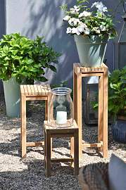 Hocker Samoa Flower aus massivem Teakholz,