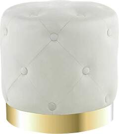 HOCKER Samt-Hocker rund in Creme