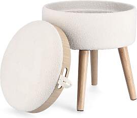 Hocker Zoya aus Bouclè-Stoff, modern mit Stauraum 