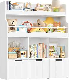 HOCSOK 110cm Kinderregal mit Boxen auf Rollen,