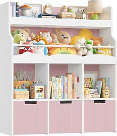 HOCSOK 110cm Kinderregal mit Boxen auf Rollen,