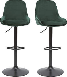 Höhenverstellbare Design-Barhocker grüner Samt
