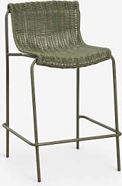 Hoher Hocker Aus Synthetischem Rattan Und Stahl