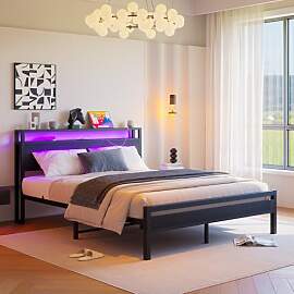 HOJINLINERO Bett 160x200 mit Stauraum und
