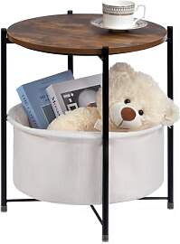 HollyHOME Kleiner Beistelltisch mit Korb Rund