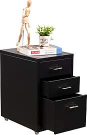 HollyHOME Mobiler Aktenschrank mit 3 Schubladen,