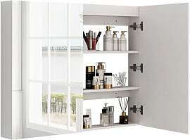 HollyHOME Spiegelschrank Bad, 90 x 80 x 11 cm,