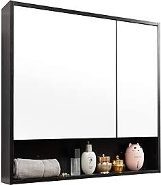 HollyHOME Spiegelschrank Bad mit Regal,