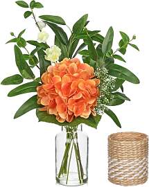 Hollyone Hortensien Künstliche Blumen mit Vase,