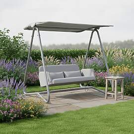 Hollywoodschaukel Ilva Blu Grau Outdoorstoff/Metall