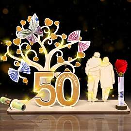 Holz Goldene Hochzeit Geschenke,50 Jahre Goldene