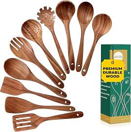 Holz-Küchenutensilien-Set, 10-teilig,