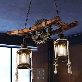 Holz Pendelleuchte Vintage Eiche Hängeleuchte