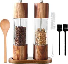 Holz Salz und Pfeffermühle 2er Set, Transparentes 