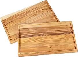 Holz Schneidebrett mit Saftrille aus Kern Esche