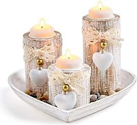 Holz Teelichthalter Set von 3, Rustic Farmhouse