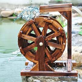 Holz Wasserrad Wasserspiel Springbrunnen