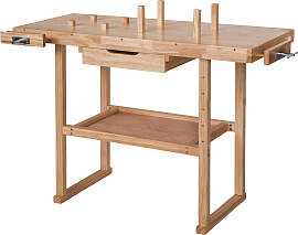 Holz Werkbank mit 2 Schraubstöcken 117 x 47,5 x