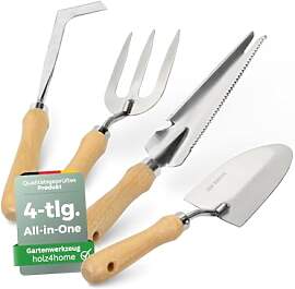 holz4home® Gartenwerkzeug Set 4-TLG. I Edelstahl