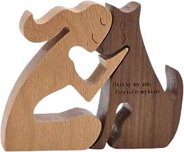 Holzfigur Hund und Mensch als emotionale